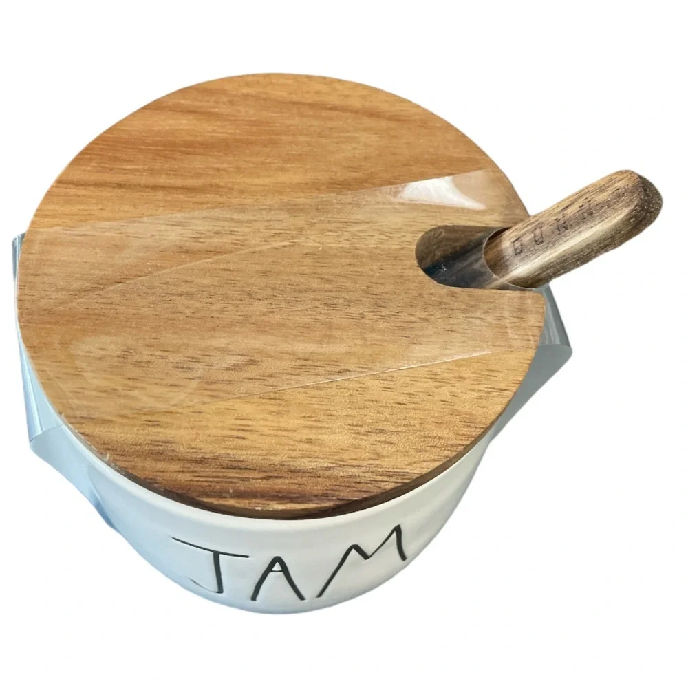NEW Rae Dunn JAM Server with Wooden Lid & Spoon